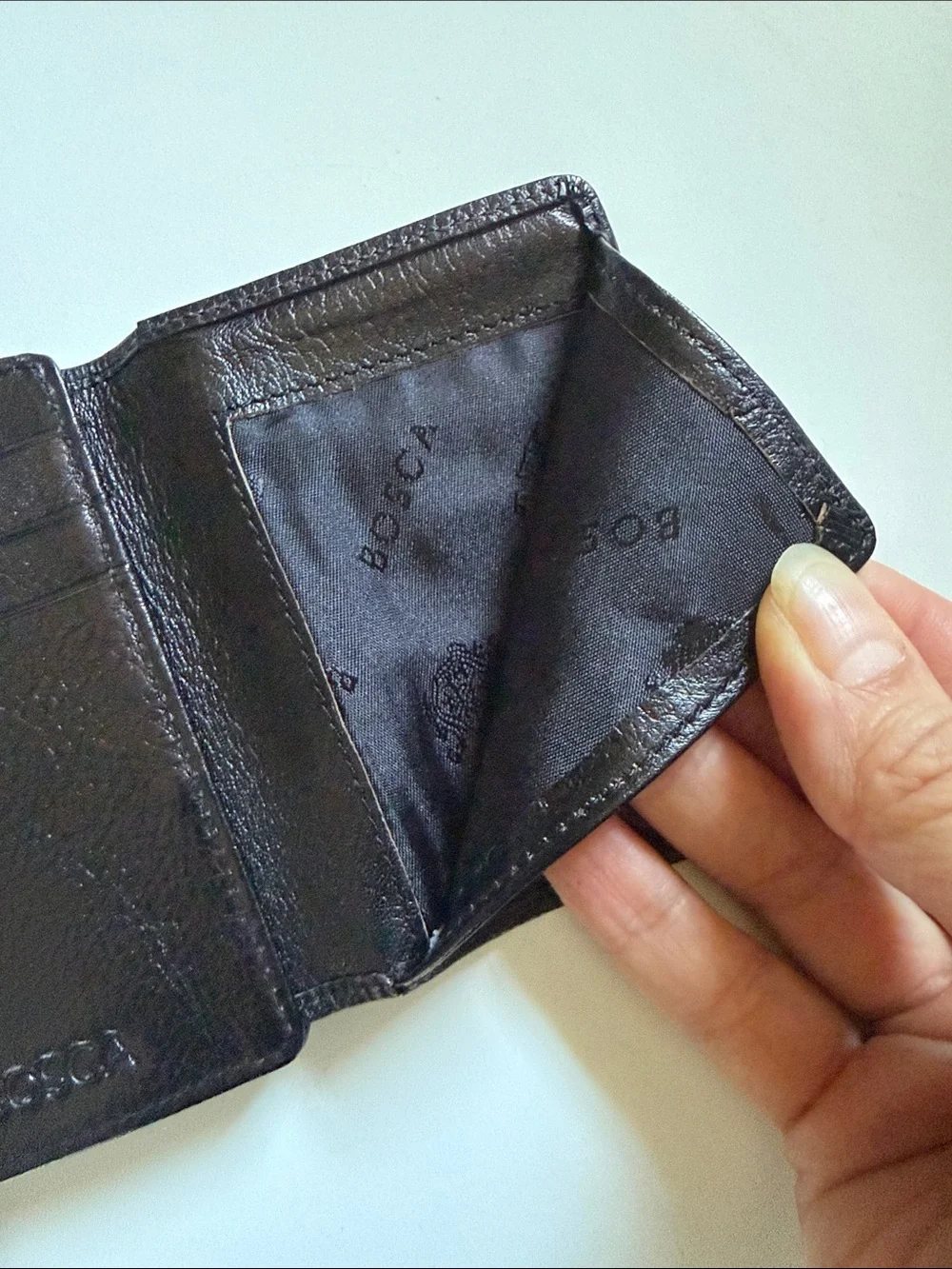Bosca Black Leather Money Clip Card Holder